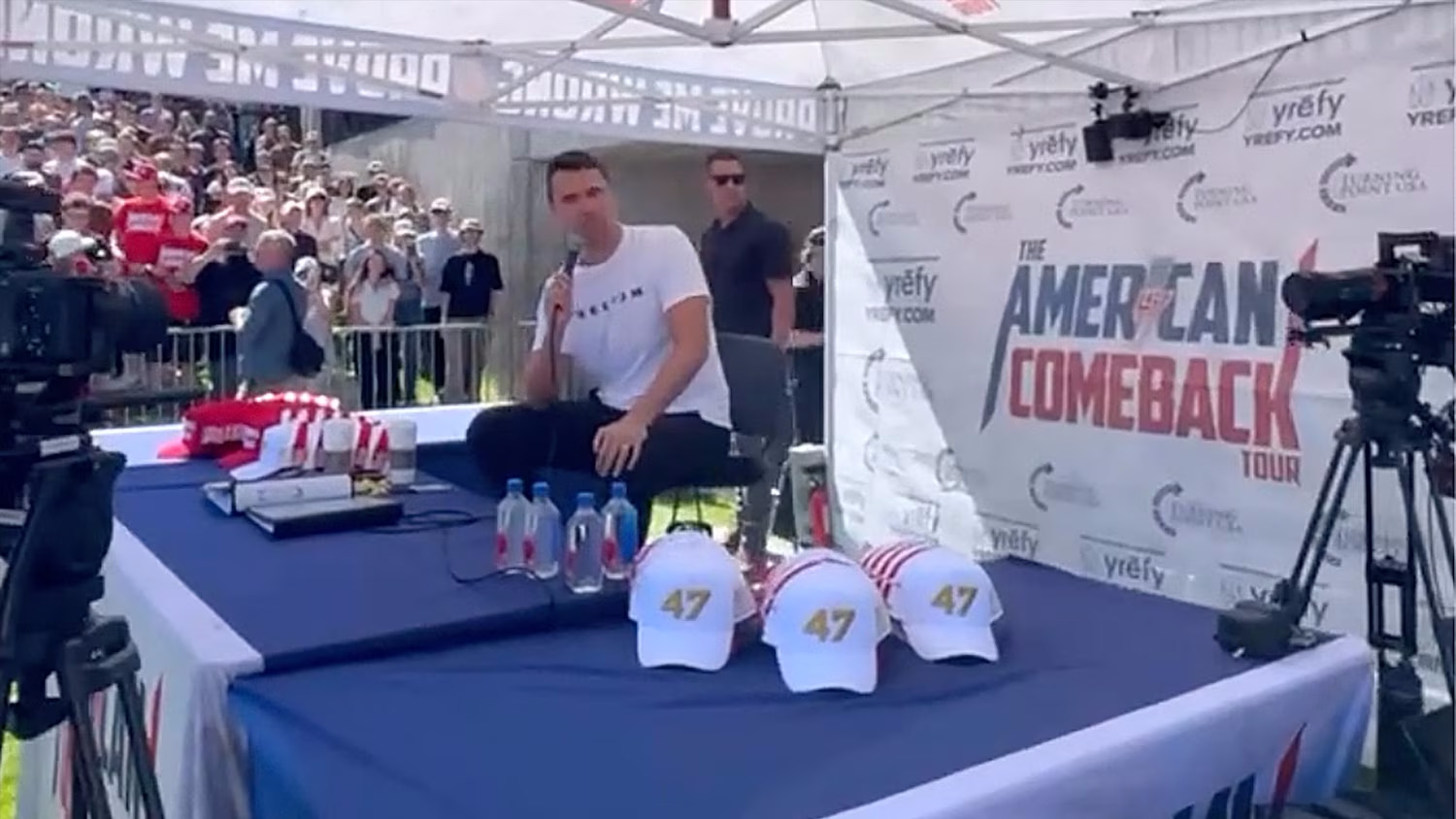 Charlie Kirk, the founder of the conservative youth activist organization Turning Point USA, was shot during an event at Utah Valley University, Sept. 10, 2025.