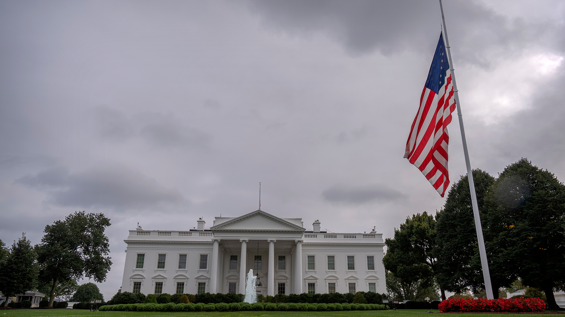 The American flag on the North Lawn at the White House in Washington, is lowered to half-staff after Charlie Kirk was killed at an event in Orem, Utah, Wednesday, Sept. 10, 2025.