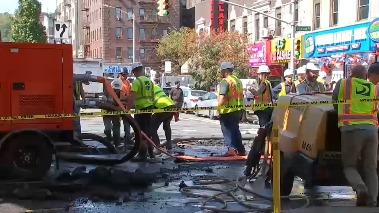 Water main break floods streets in Inwood, Manhattan; water restored for most customers - ABC7 New York