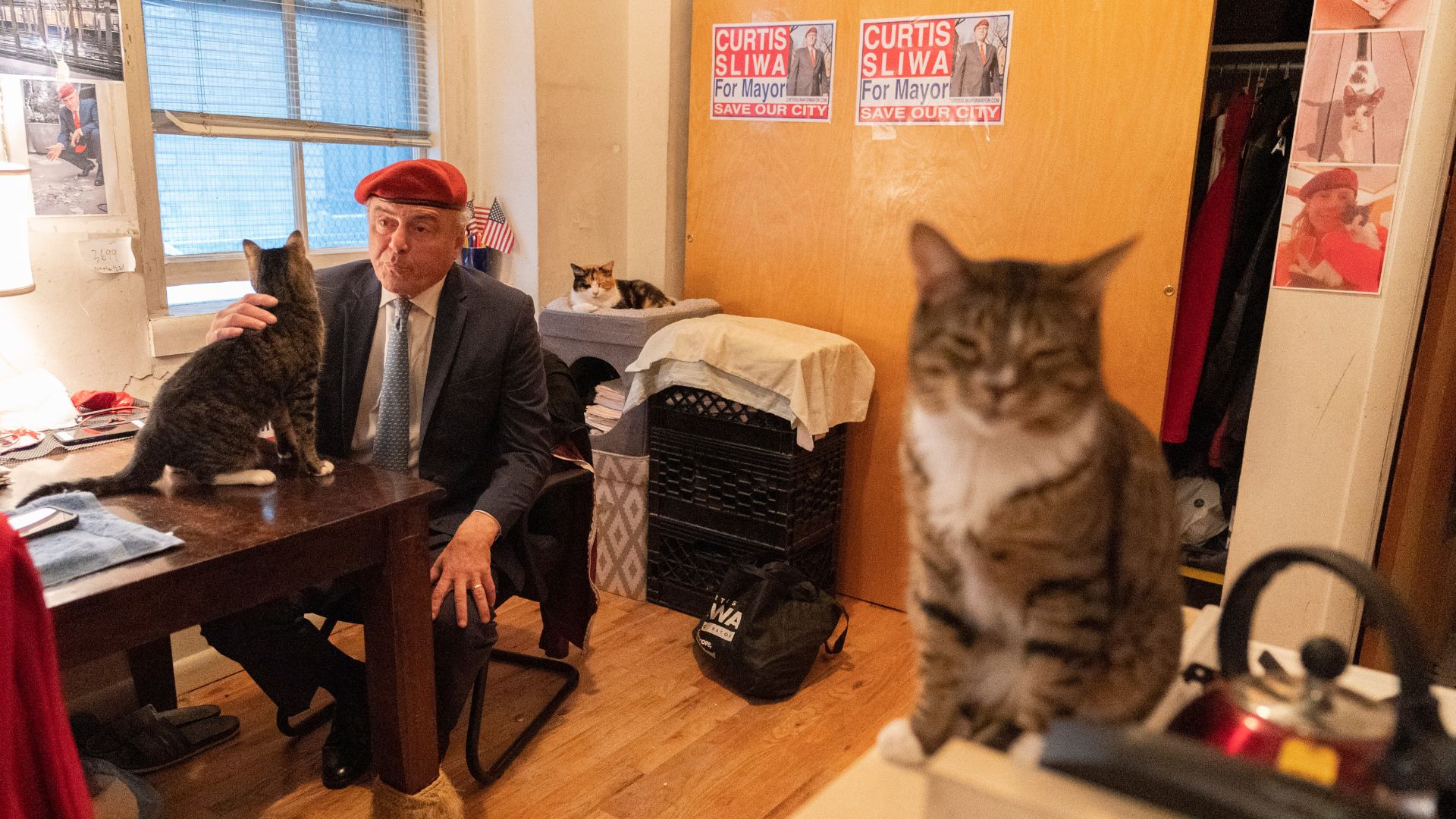 Curtis Sliwa with Cats