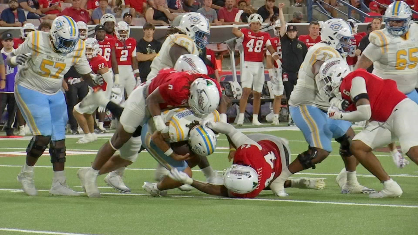 Fresno State marches through Southern University on Heroes Night, 56-7