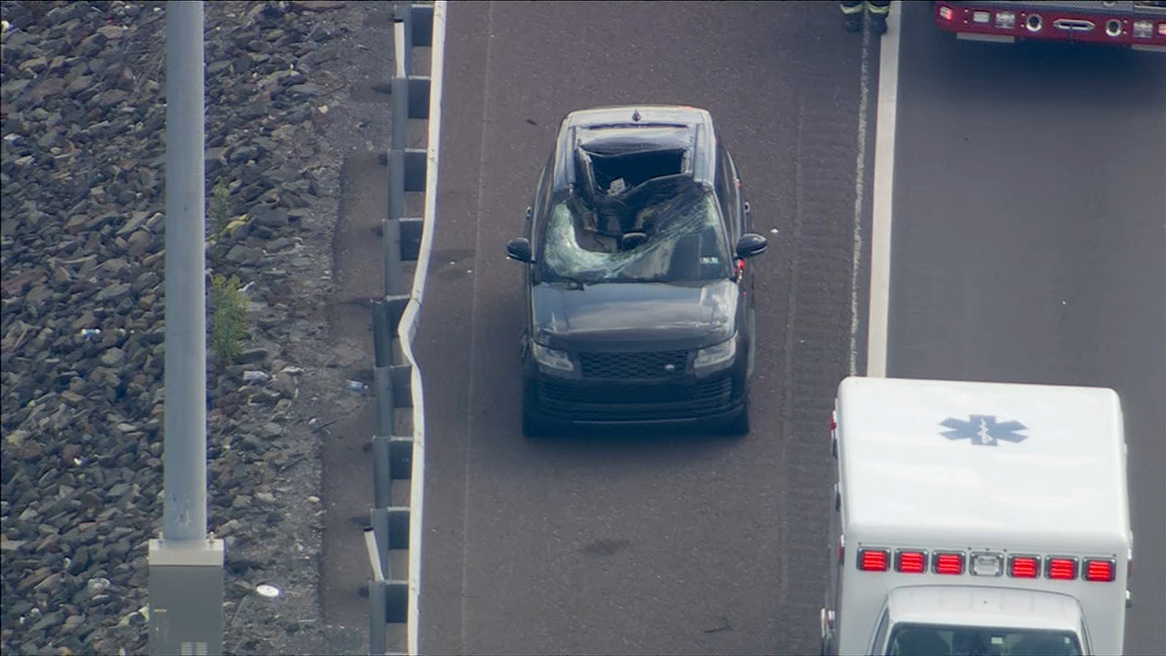 Chopper 6 was over the scene after an SUV was hit by a flying tire on the Pennsylvania Turnpike's Northeast Extension in Montgomery County.