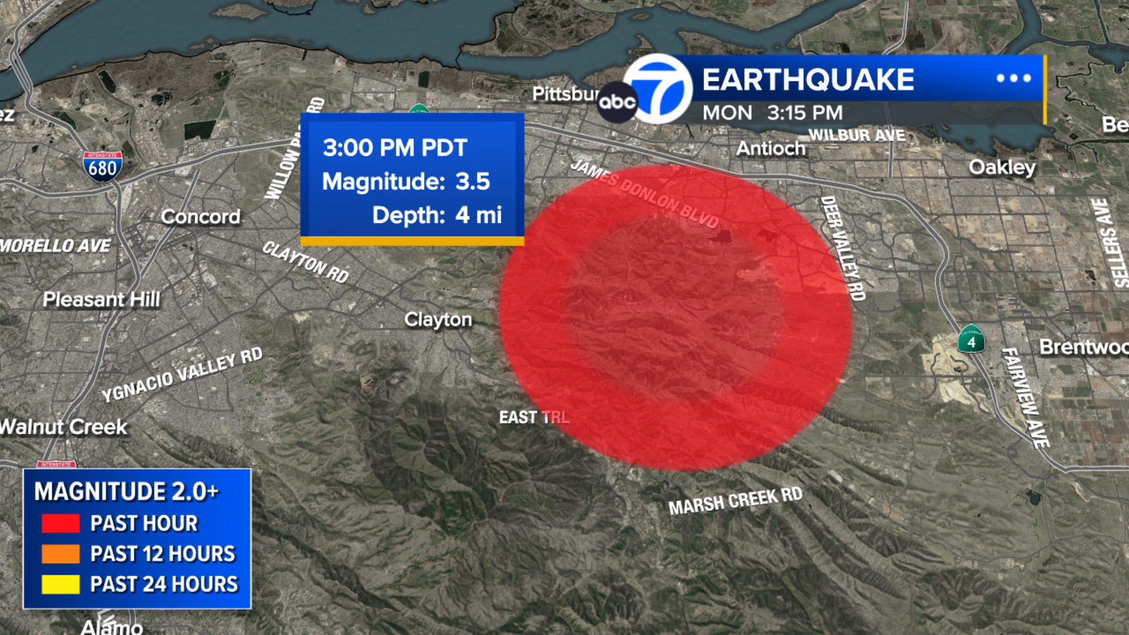 Preliminary 3.5 earthquake strikes near Clayton in East Bay, USGS says
