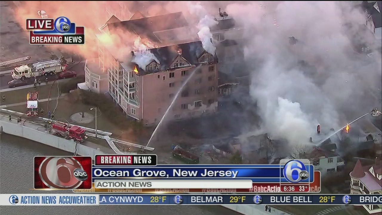 Flames erupt at Jersey Shore condominium
