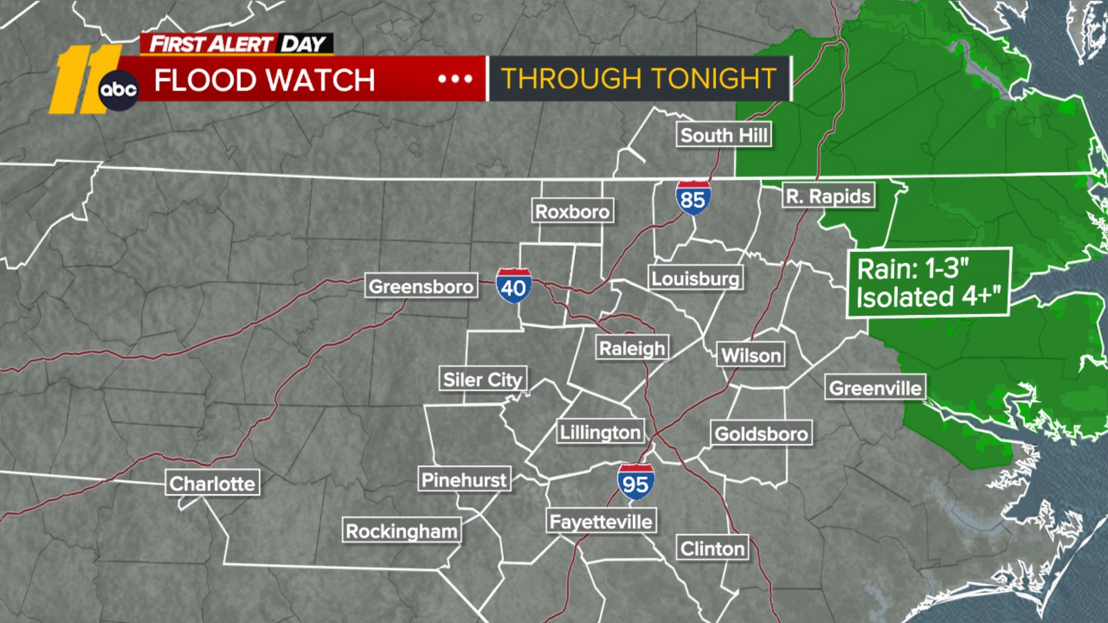 Flood Watch in effect for several NC counties