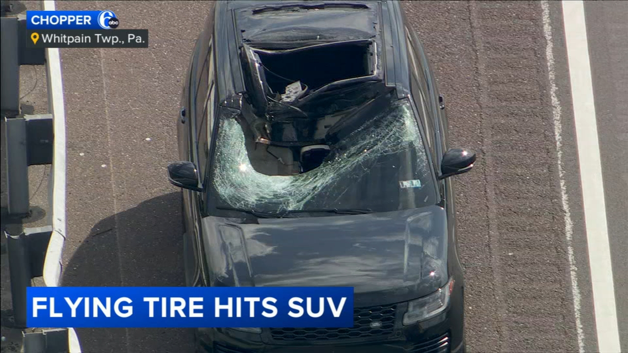2 seriously injured after SUV partially crushed by flying tire on Pa. Turnpike