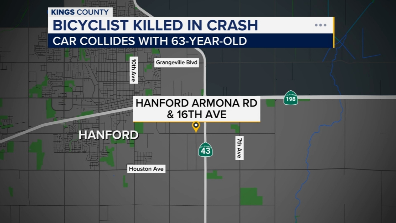 Bicyclist killed in crash in Hanford, CHP says
