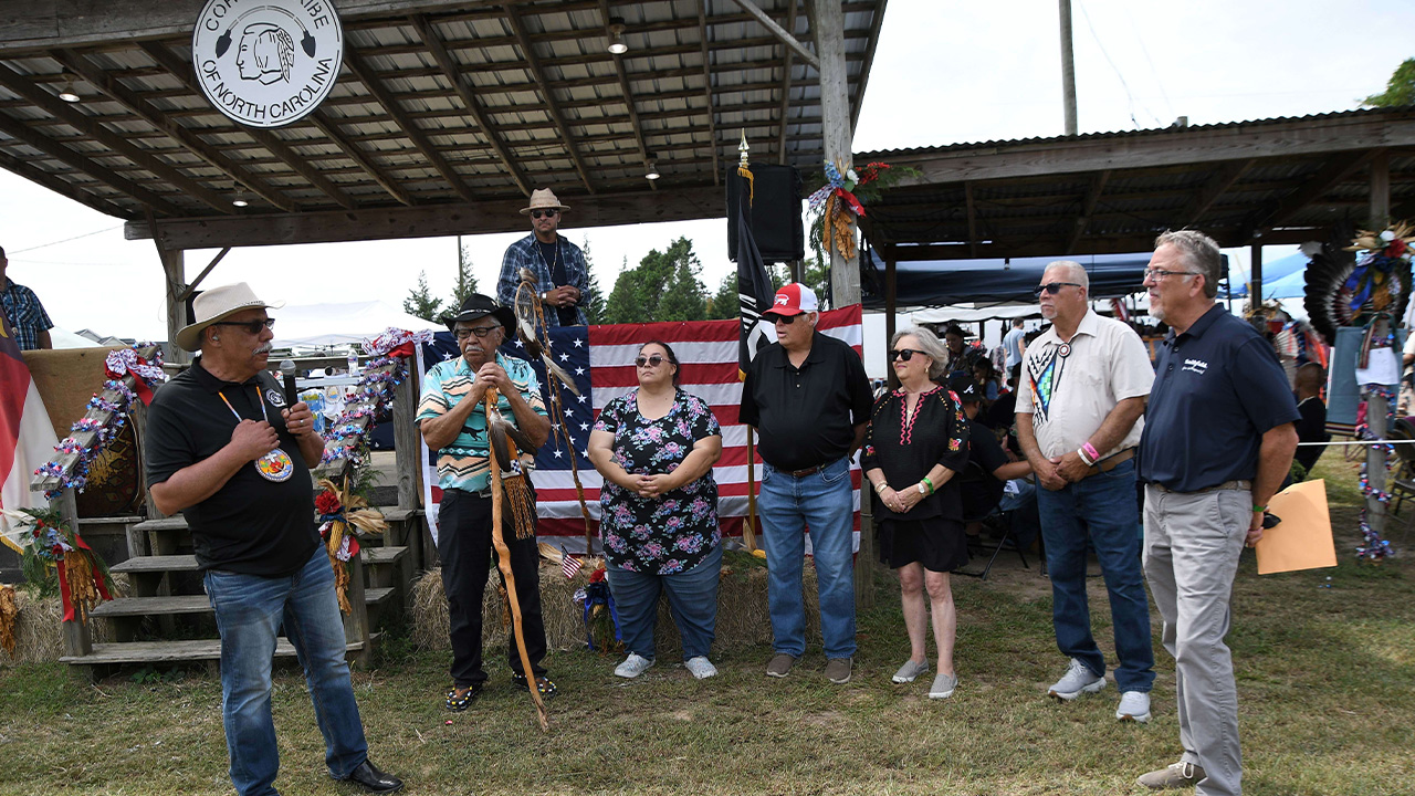 The farmland donation announcement during the 55th Coharie Powwow in Clinton, North Carolina, on Saturday, Sept. 13.