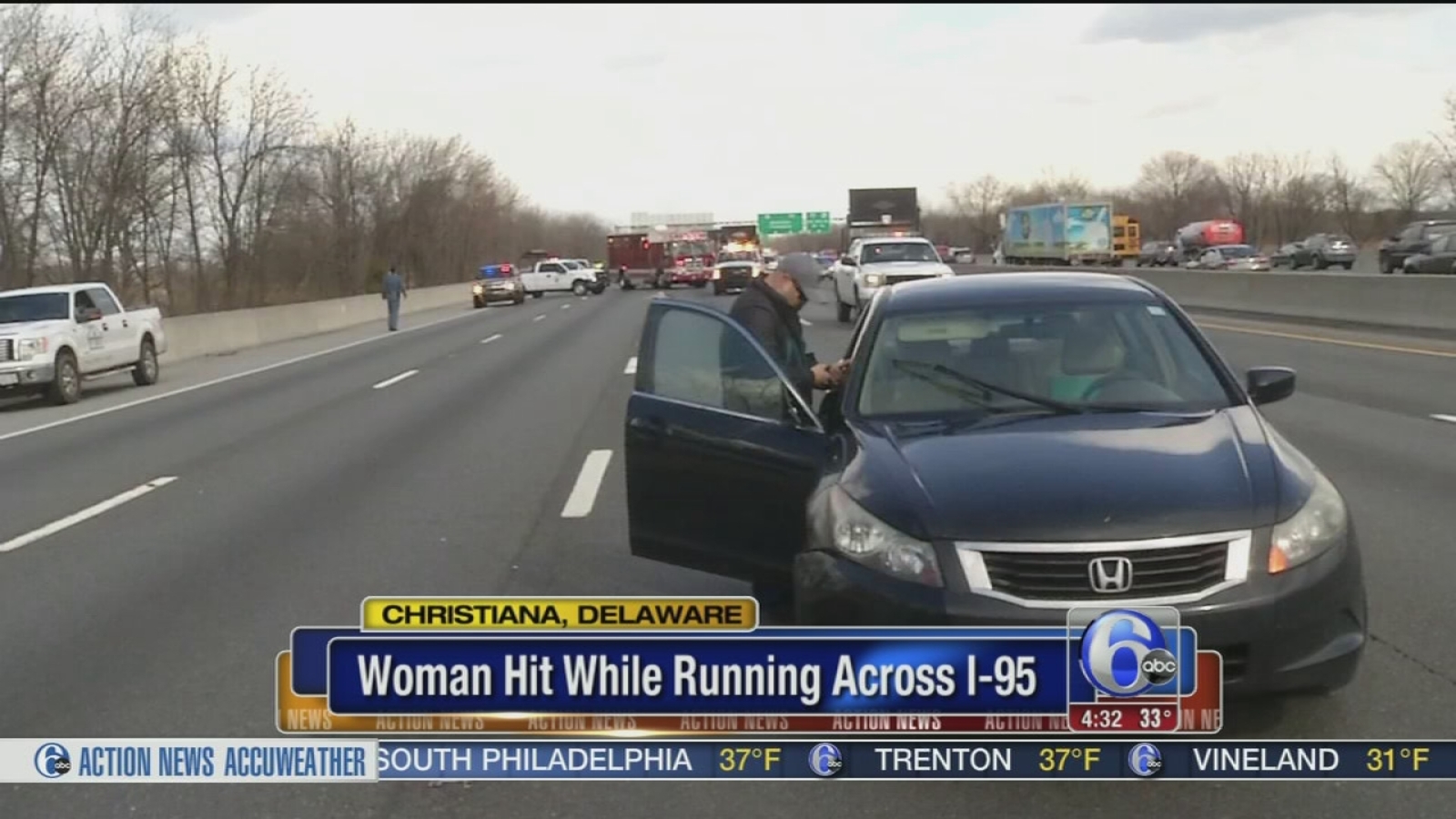Woman hit by car on I-95 in Christiana, Del. - 6abc Philadelphia