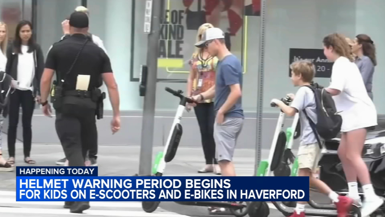 Helmet warning period begins for kids on e-scooters, e-bikes in Haverford  Township, Delaware County - 6abc Philadelphia