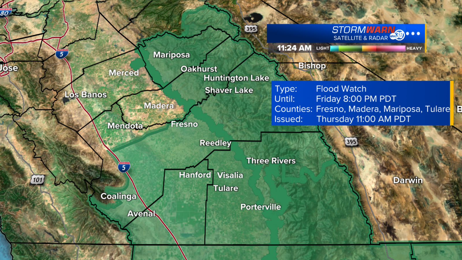 Central California forecasted for heavy rain and thunderstorms