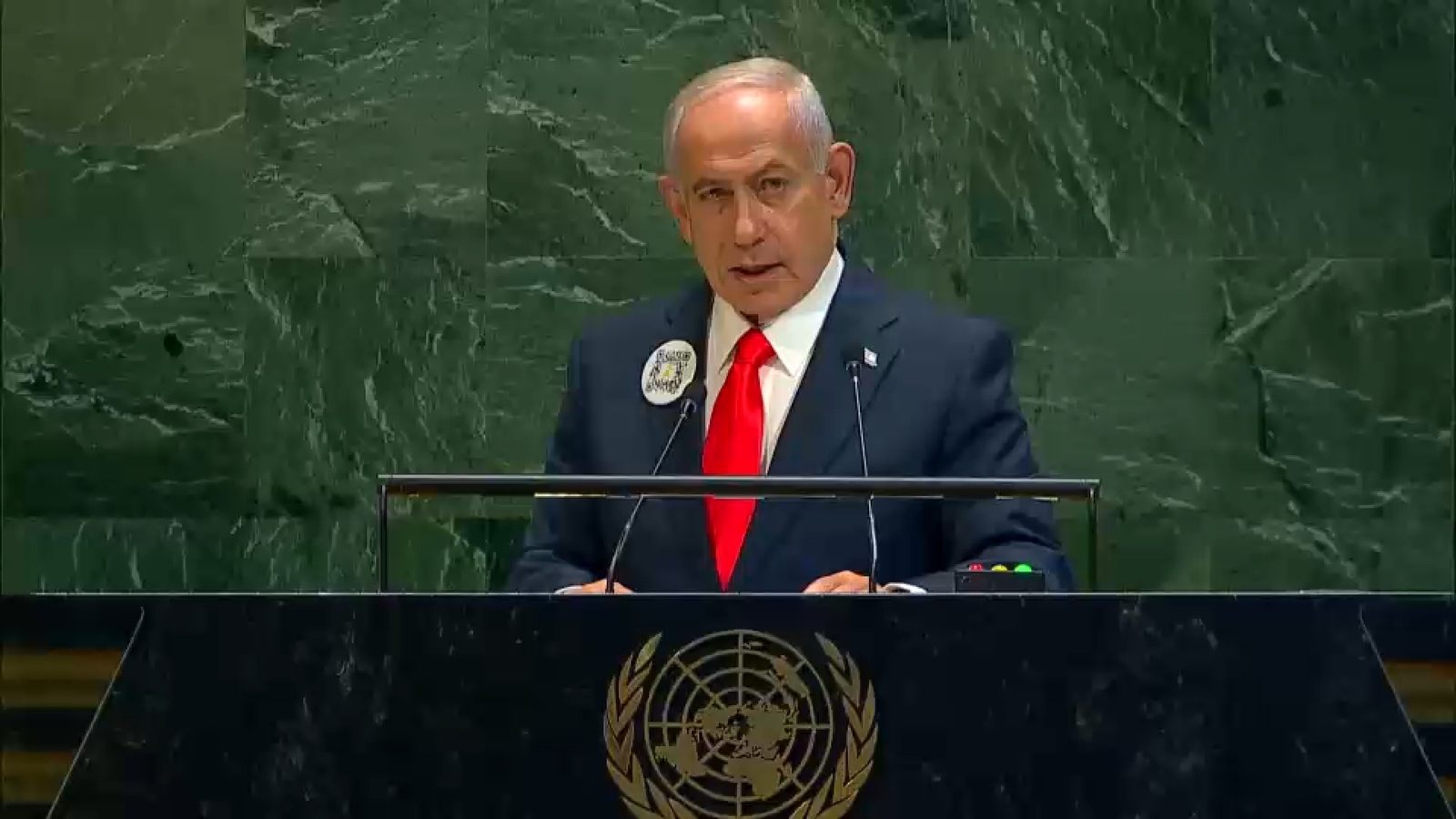 Delegates walk out as Netanyahu speaks at the United Nations