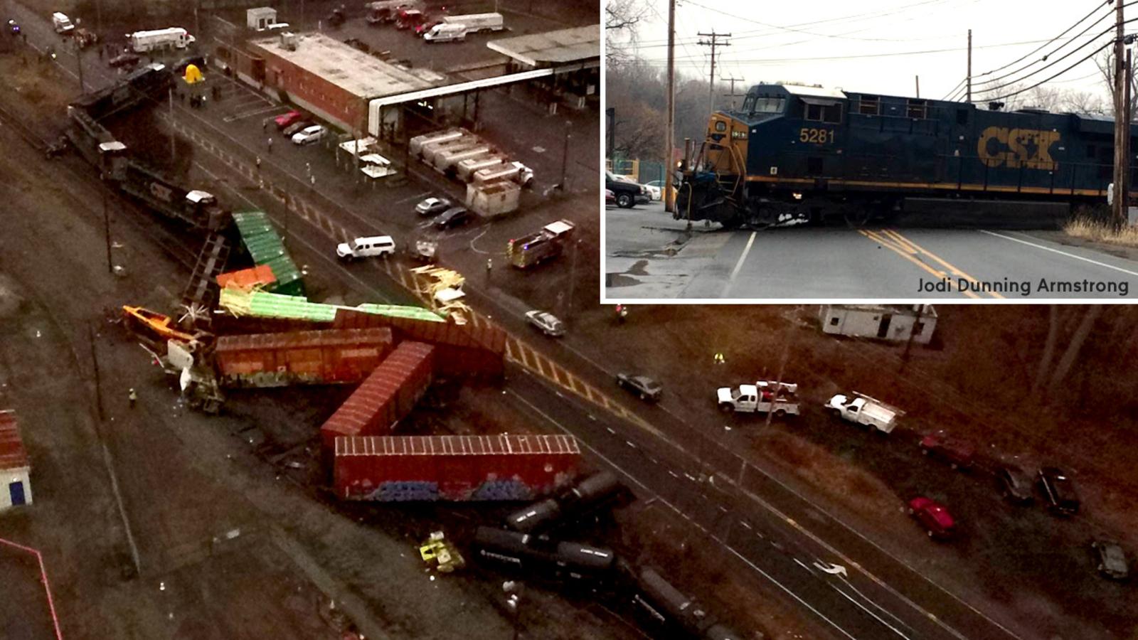 CSX freight train derails, ends up across roadway in New Windsor ABC7