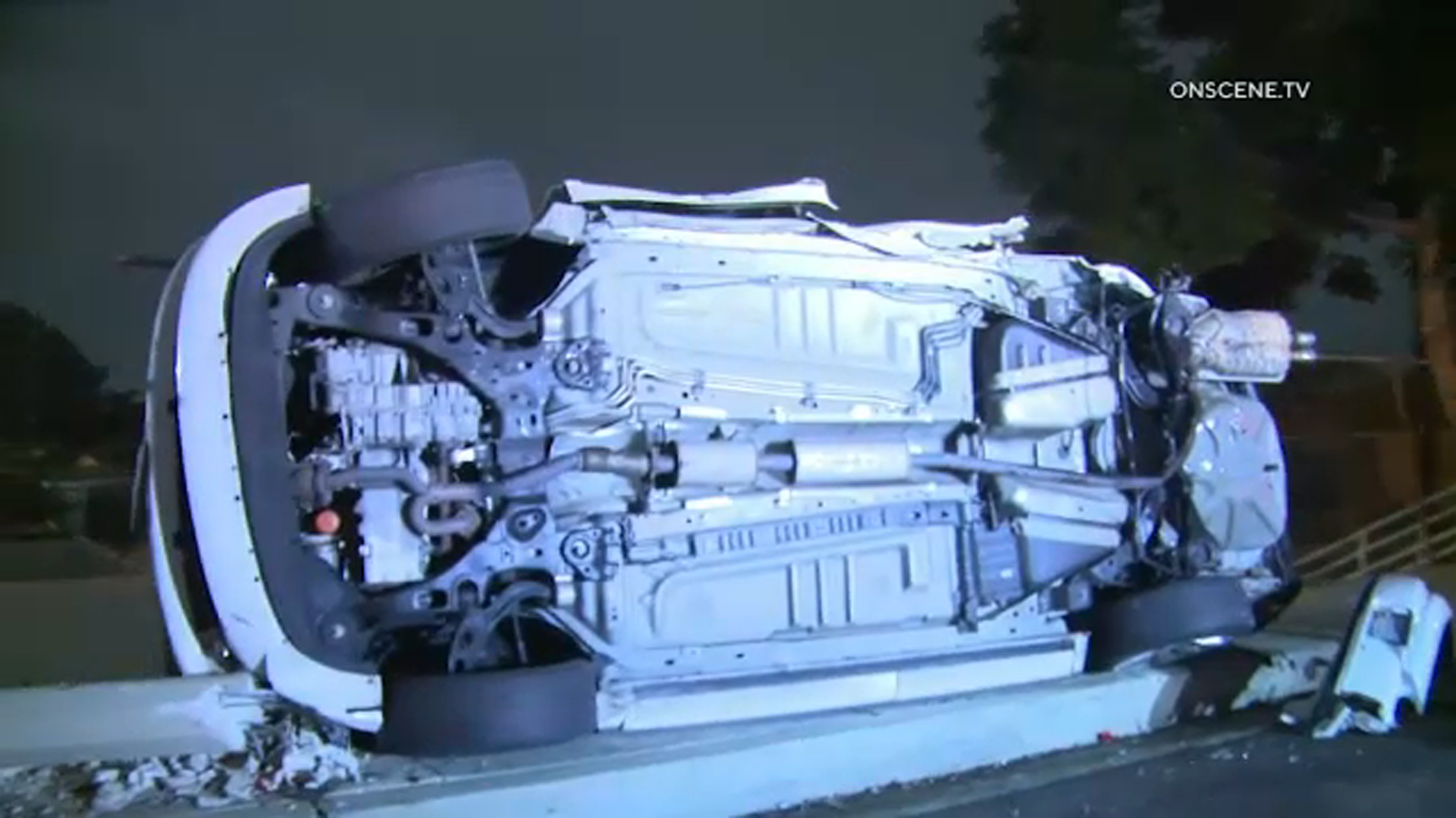 Driver slams into parked cars in South Whittier, leaving 1 overturned