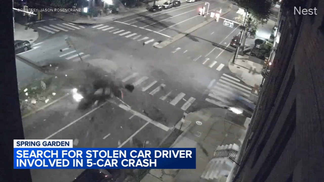 Stolen vehicle crashes, strikes multiple parked cars in Spring Garden: Police