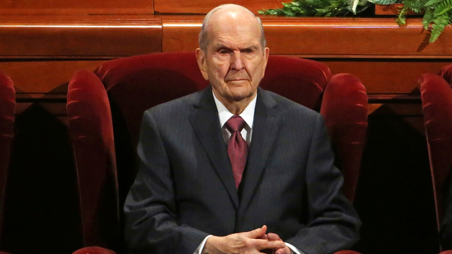 FILE - Church President Russell M. Nelson looks on during The Church of Jesus Christ of Latter-day Saints' conference on April 6, 2019, in Salt Lake City.