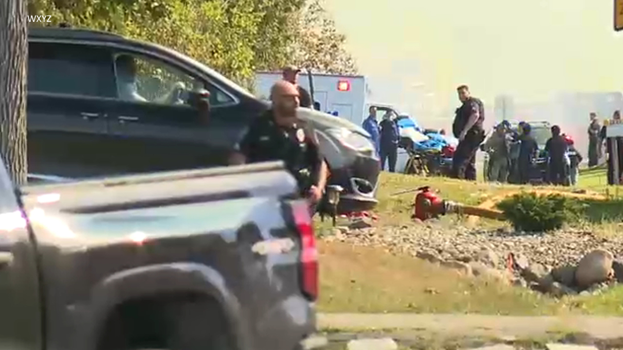 This is the scene following a shooting and fire at a Mormon church in Michigan on Sunday, Sept. 28, 2025.