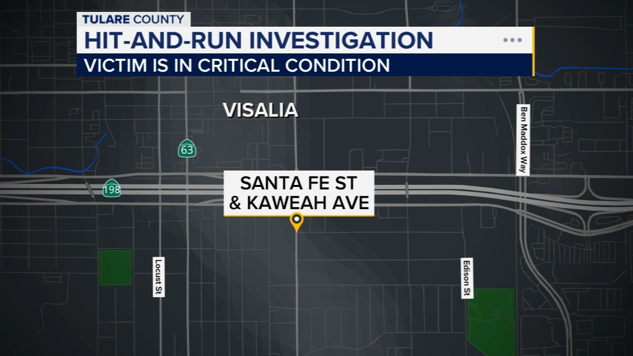 Pedestrian critically hurt in hit-and-run crash in Visalia