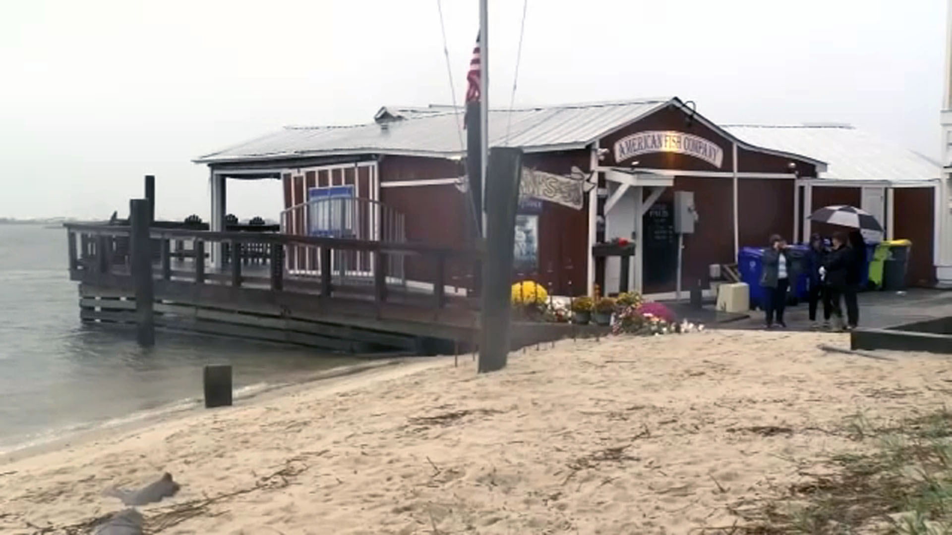 A makeshift memorial was up Monday in front of American Fish Co., the scene of the shootings.