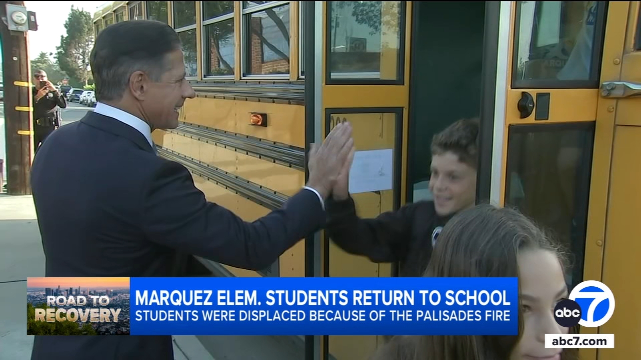 Marquez Elementary students return to campus after Palisades Fire