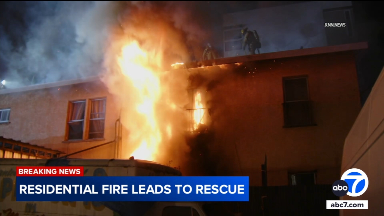 Fire at South LA residential building leads to rescue