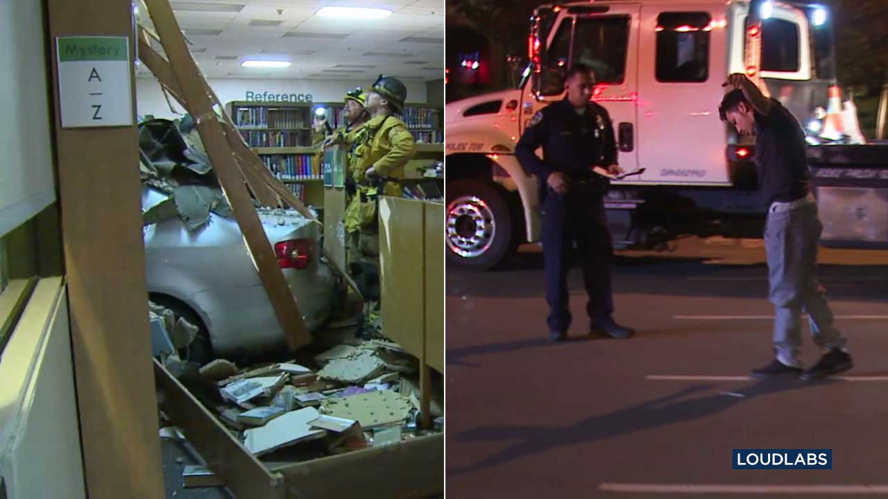 DUI suspect arrested after crash at Downey library