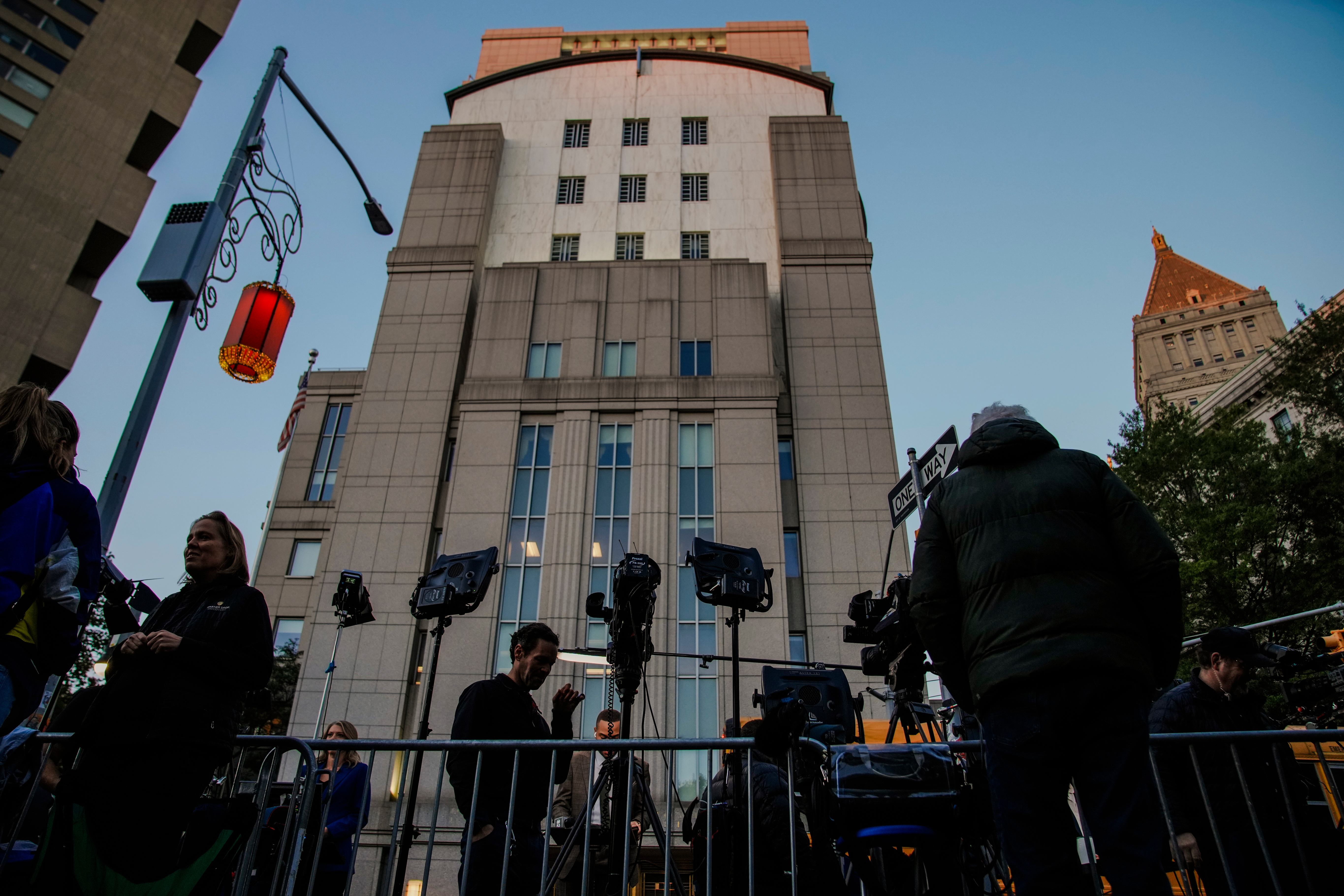 Media waits outside the Manhattan federal court for the sentencing of Sean "Diddy" Combs in New York, Friday, Oct. 3, 2025.