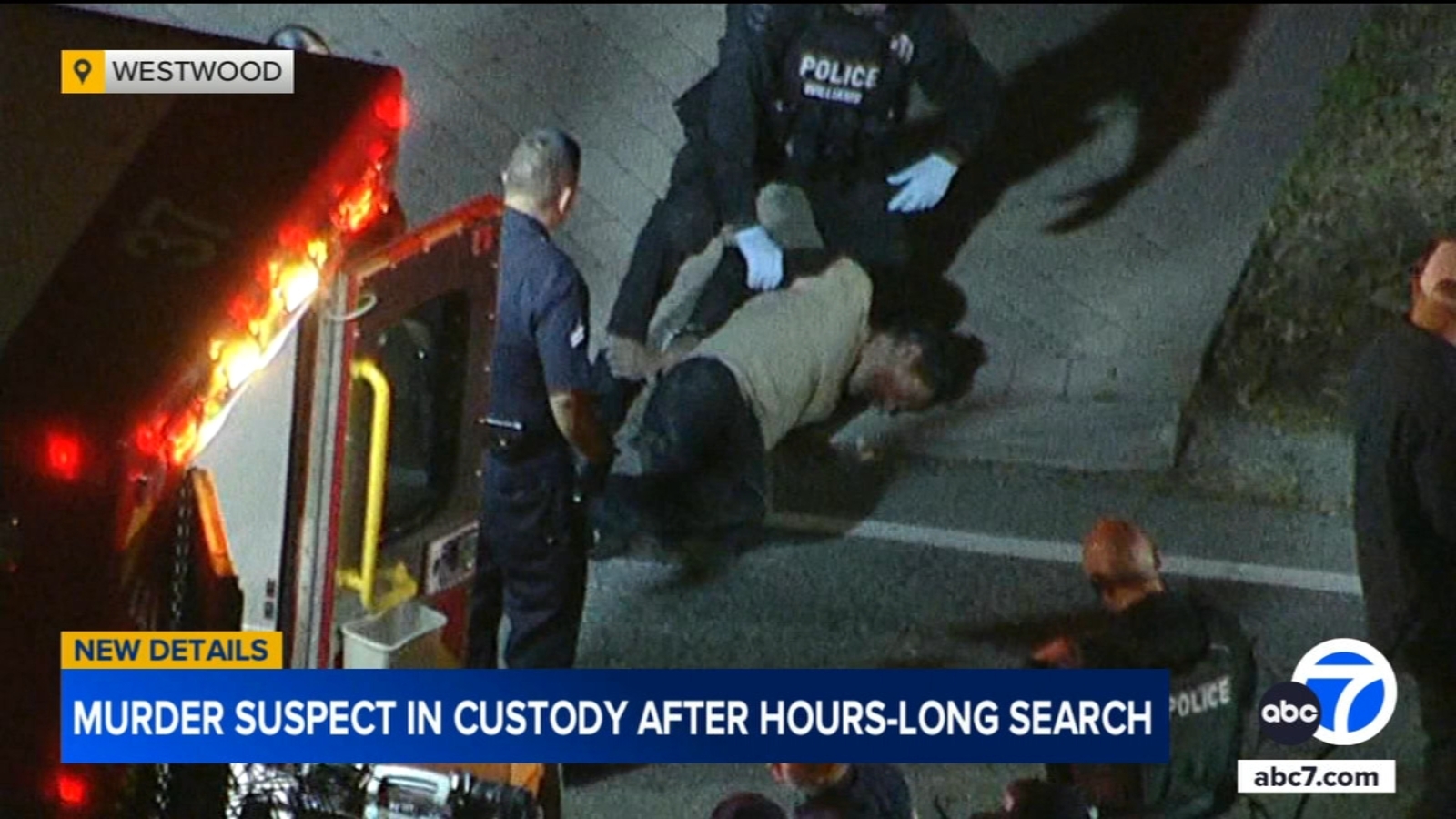 Murder suspect in custody after hours-long search in Westwood - ABC7 ...