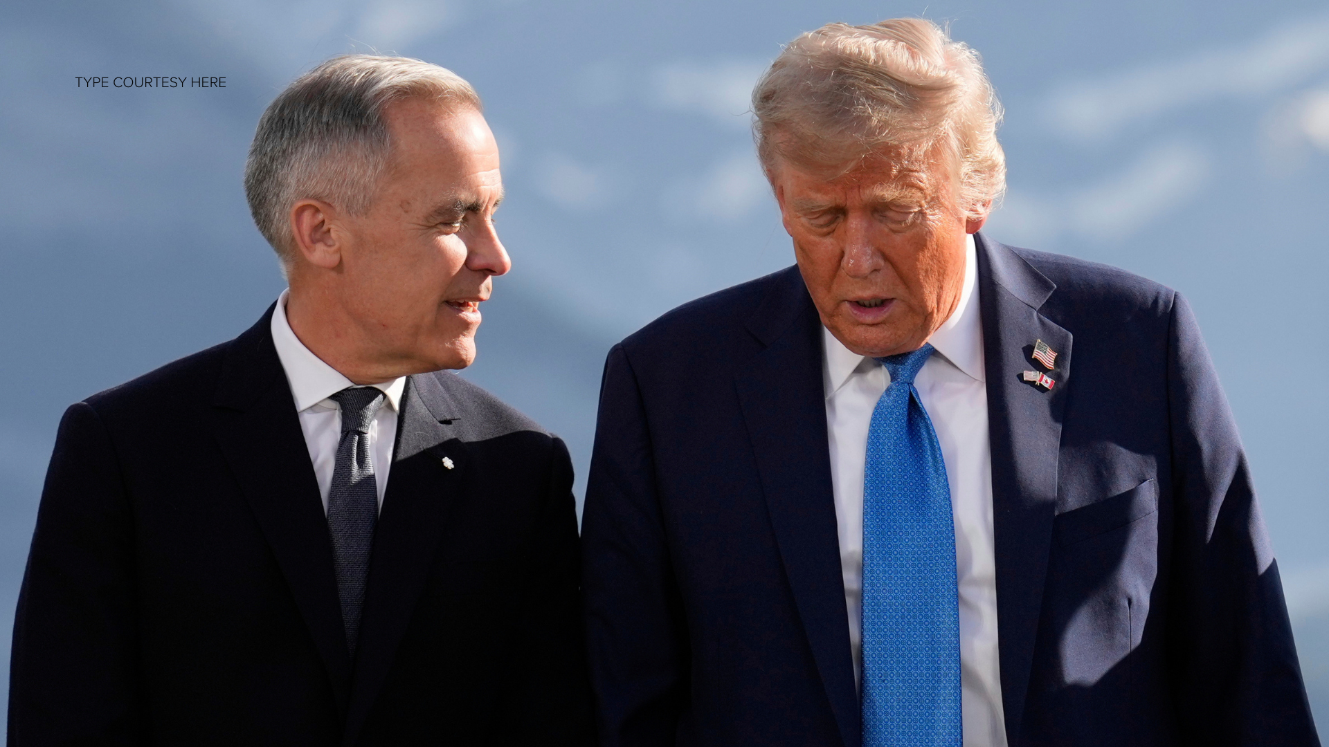 FILE - Canada's Prime Minister Mark Carney talks with President Donald Trump before a group photo at the G7 Summit, June 16, 2025, in Kananaskis, Canada.