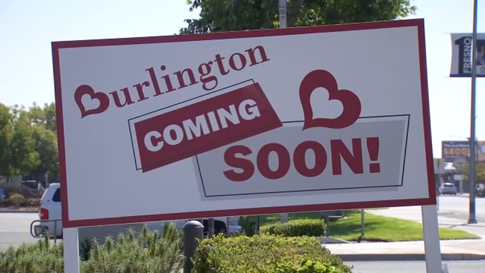 Signs are up for a new Burlington Coat Factory in North Fresno