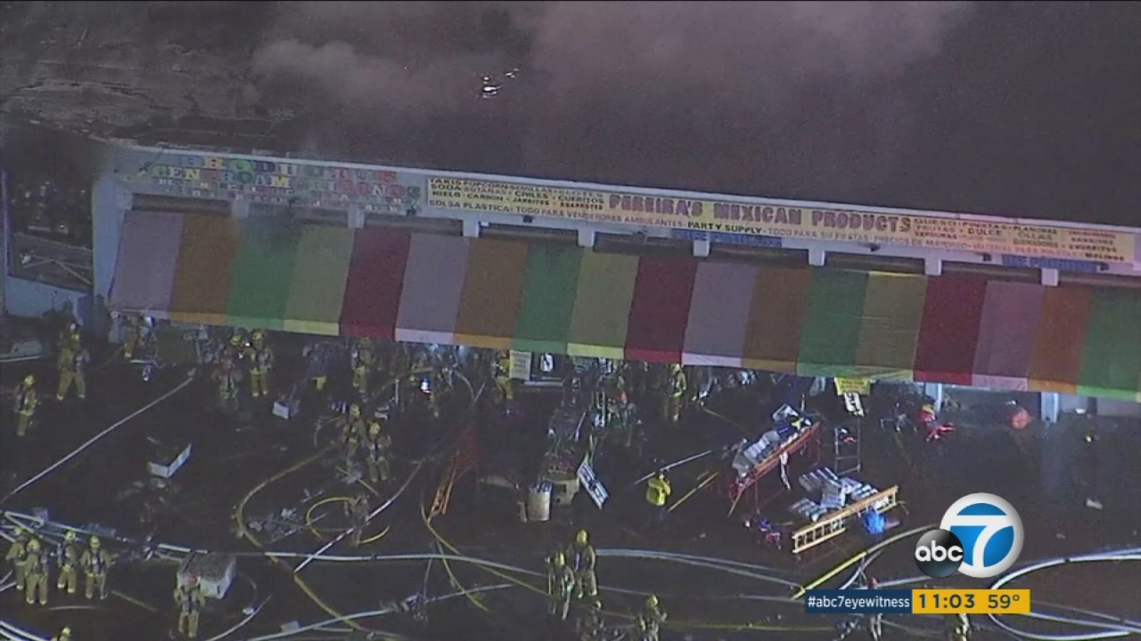 Commercial building erupts in flames in downtown Los Angeles - ABC7 Los ...