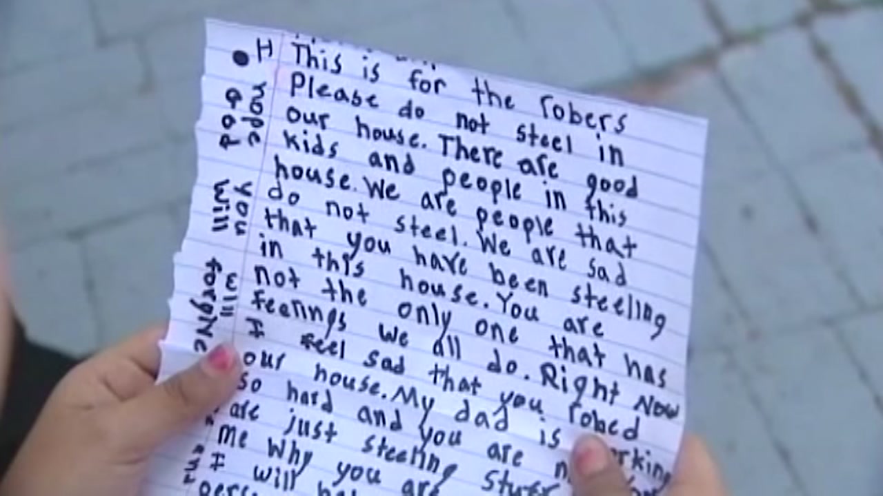 8-year-old girl writes notes to thief who ransacked home