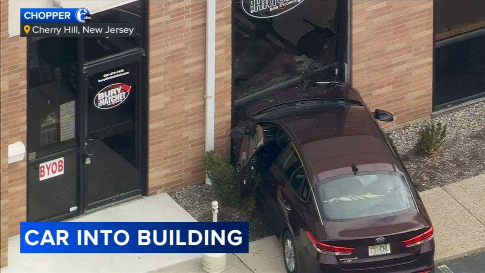Car slams into axe-throwing business in Cherry Hill