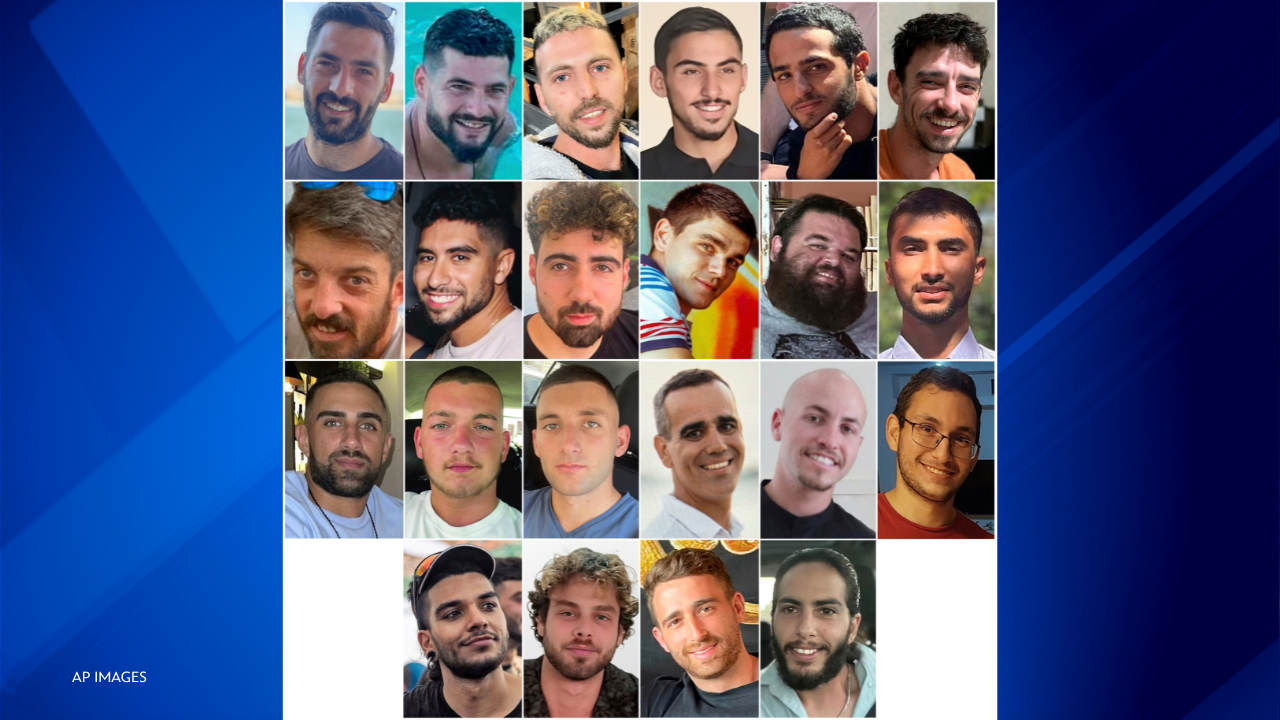 This combo of images provided by the Hostages and Missing Families Forum, shows Israeli hostages.