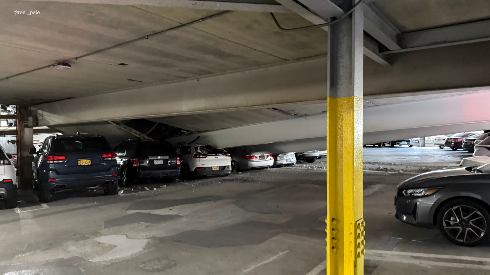 Cars crushed by partial parking garage collapse in New York