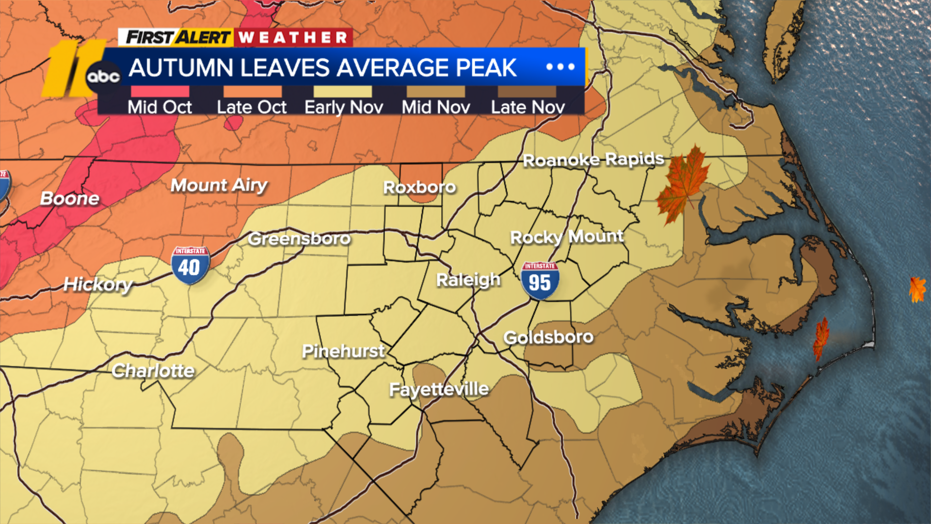 Triangle fall colors will come and go faster this year due to drought