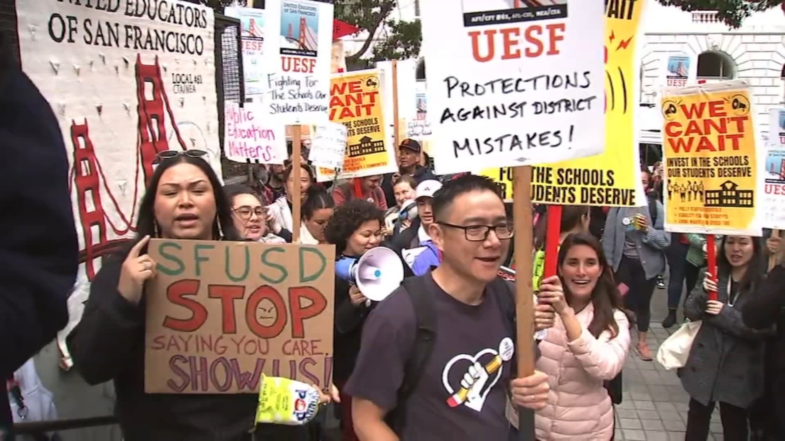SF teachers rally outside of district HQ for better contract: 'We are ready to strike if necessary!'