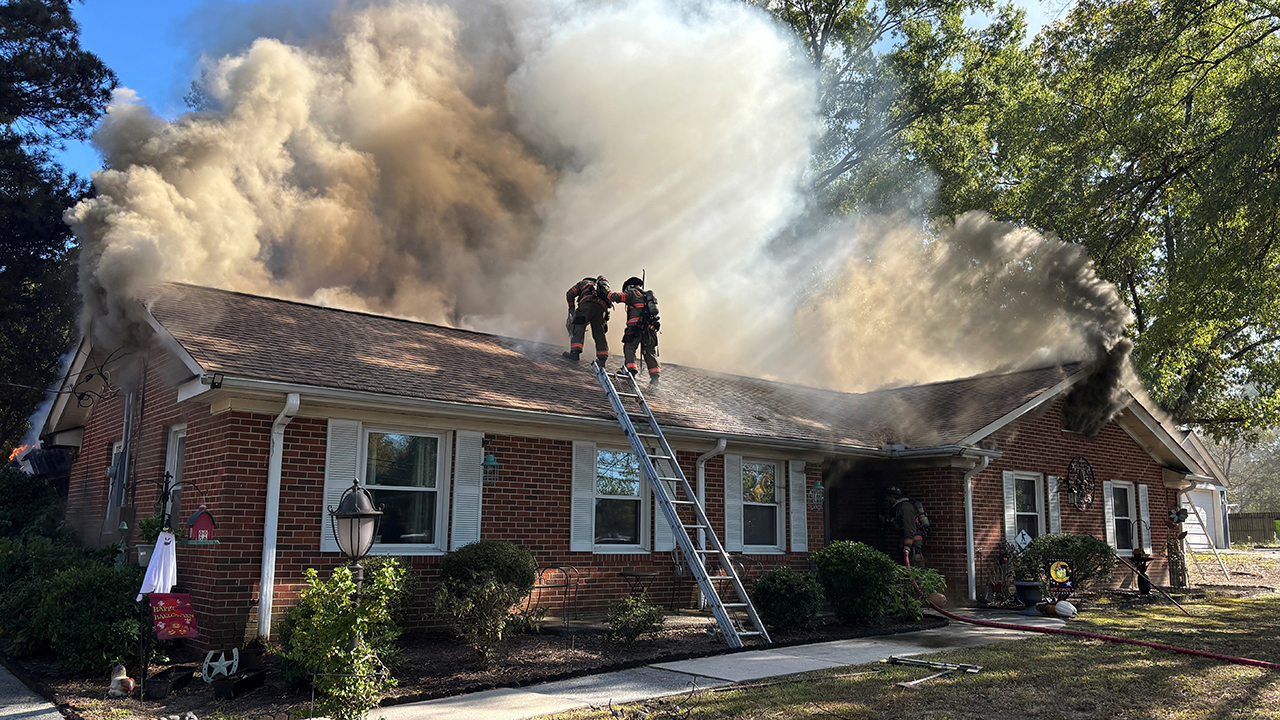 Nearly 40 firefighters responded to this blaze at a Durham home.
