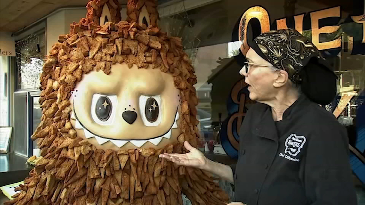 Benicia's One House Bakery creates 7-foot, 300-pound Labubu made