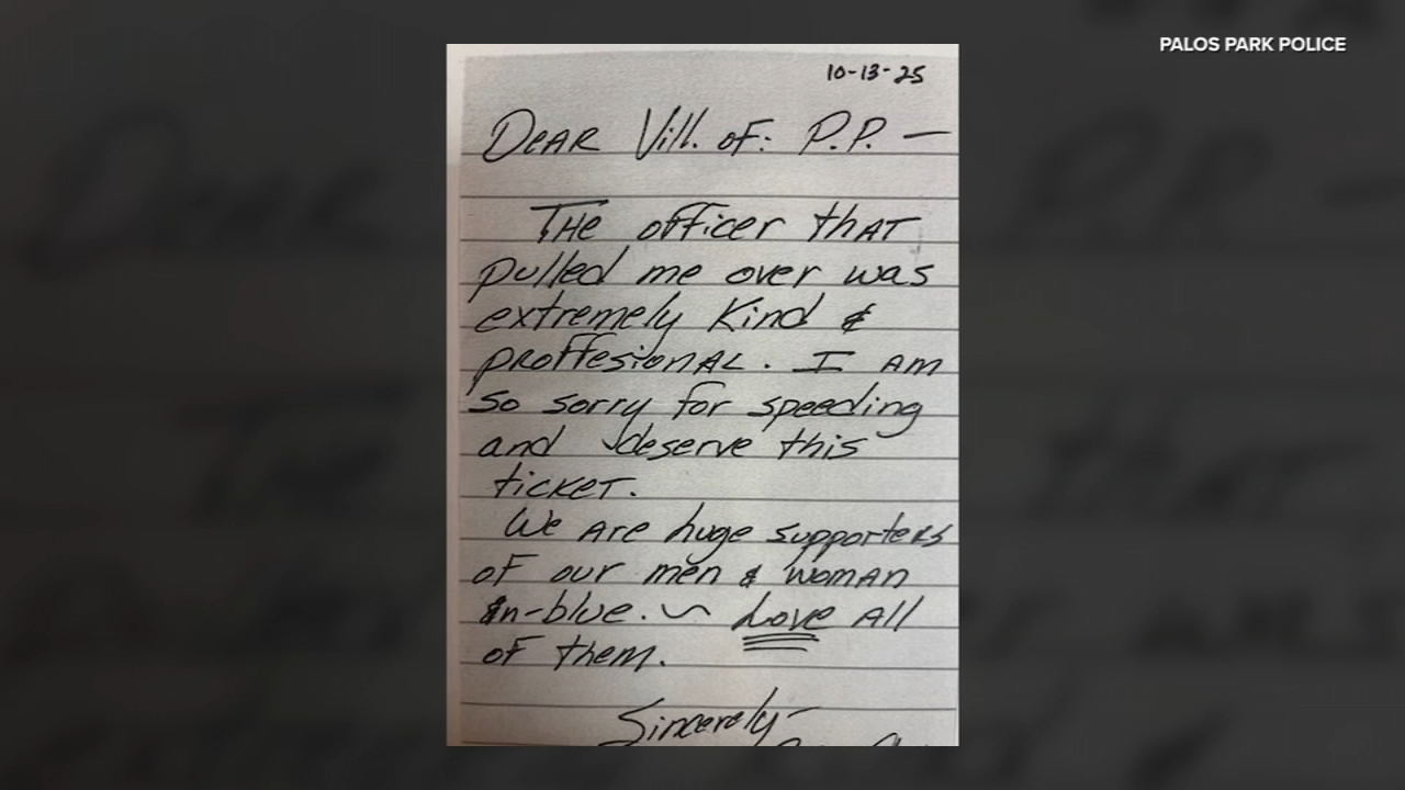 The Village of Palos Park got a thank you note from a speeder who was ticketed.