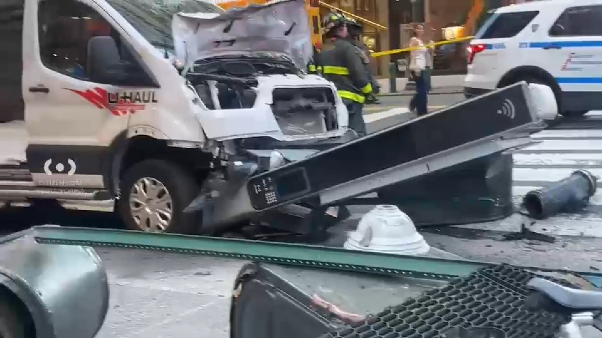 86-year-old U-Haul driver crashes into 2 cars, lands on sidewalk; 3 injured