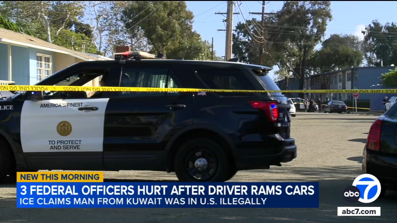 3 federal officers hurt after man rams car in San Diego, ICE says