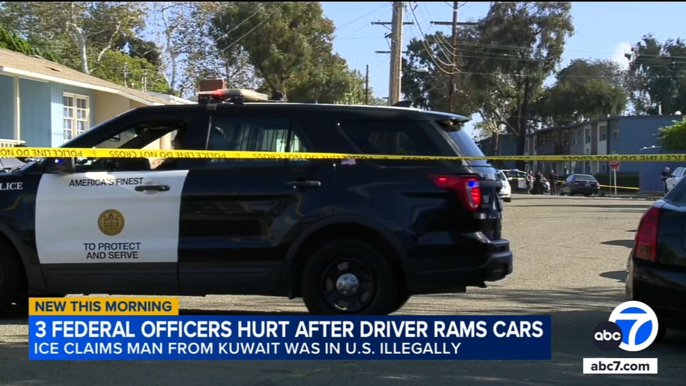 3 federal officers hurt after man rams car in San Diego, ICE says