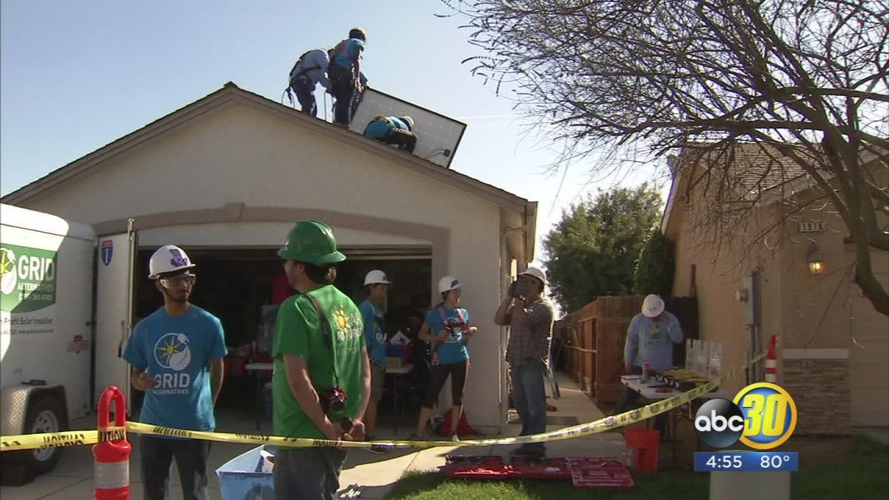 Students spend spring break installing solar panels for Fresno families