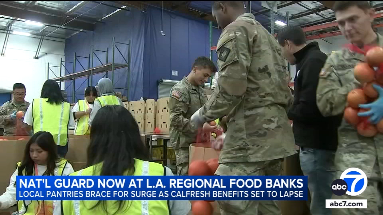 National Guard troops arrive at LA Regional Food Bank