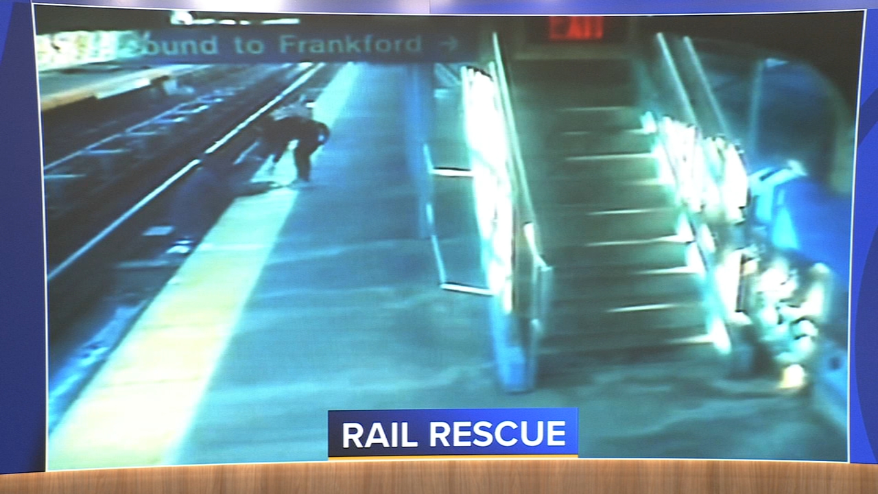 Video shows woman fall on SEPTA tracks; bystander comes to the rescue