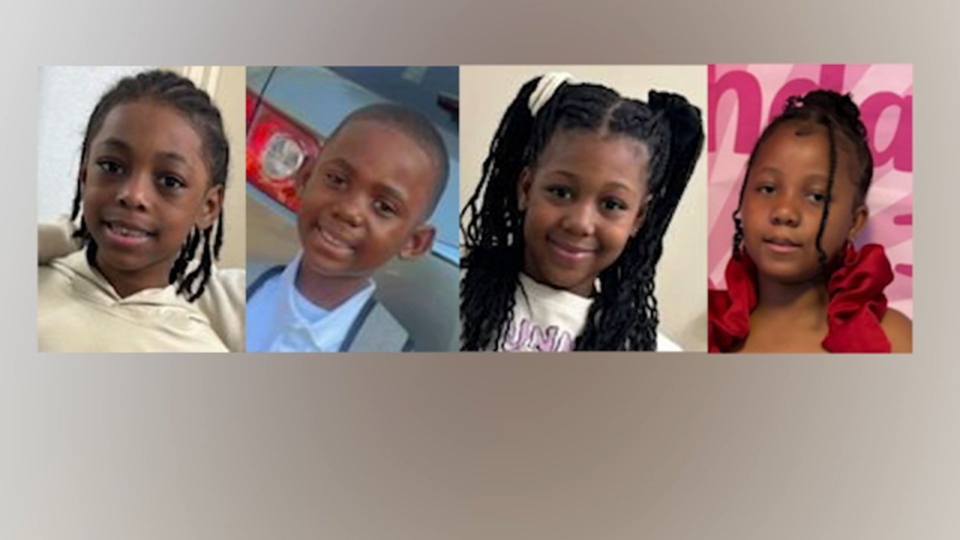 Police are searching for four kidnapped children (left to right): Nolan Hill, 7; Noah Hill, 8; Nova Hill, 7; and Nia Hill, 10.