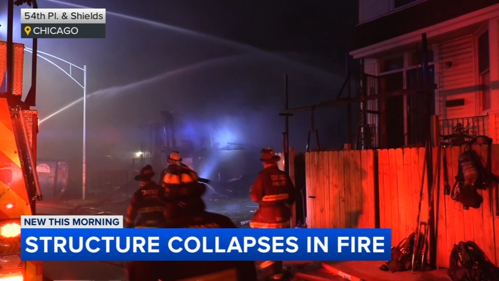 Structure collapses in Fuller Park fire, video shows