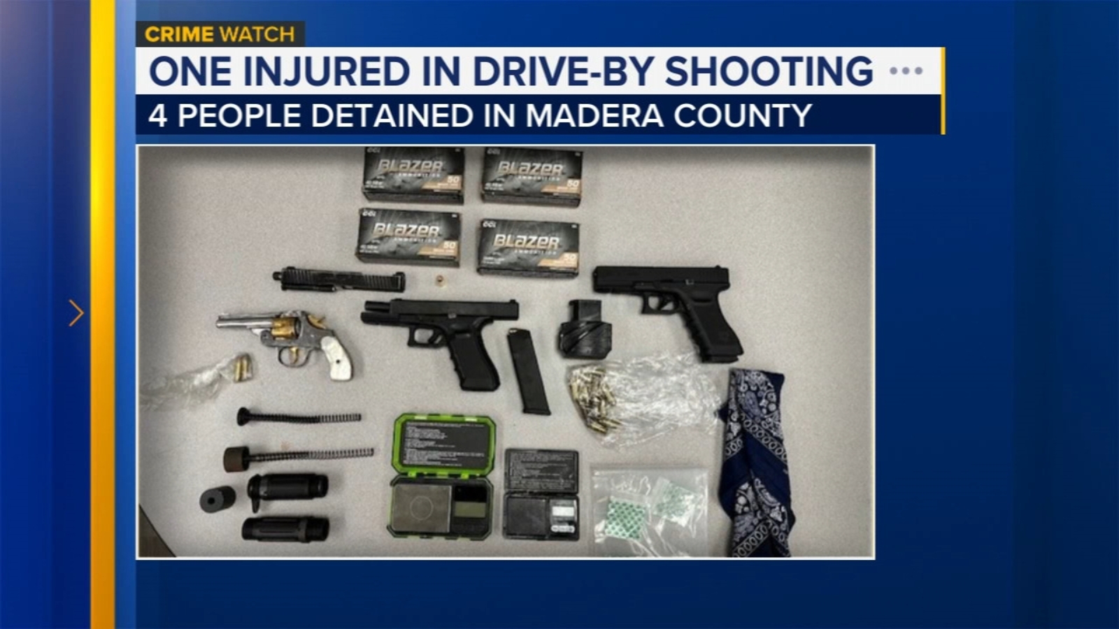 Four arrested in connection to a gang-related drive-by shooting in Madera County, police say
