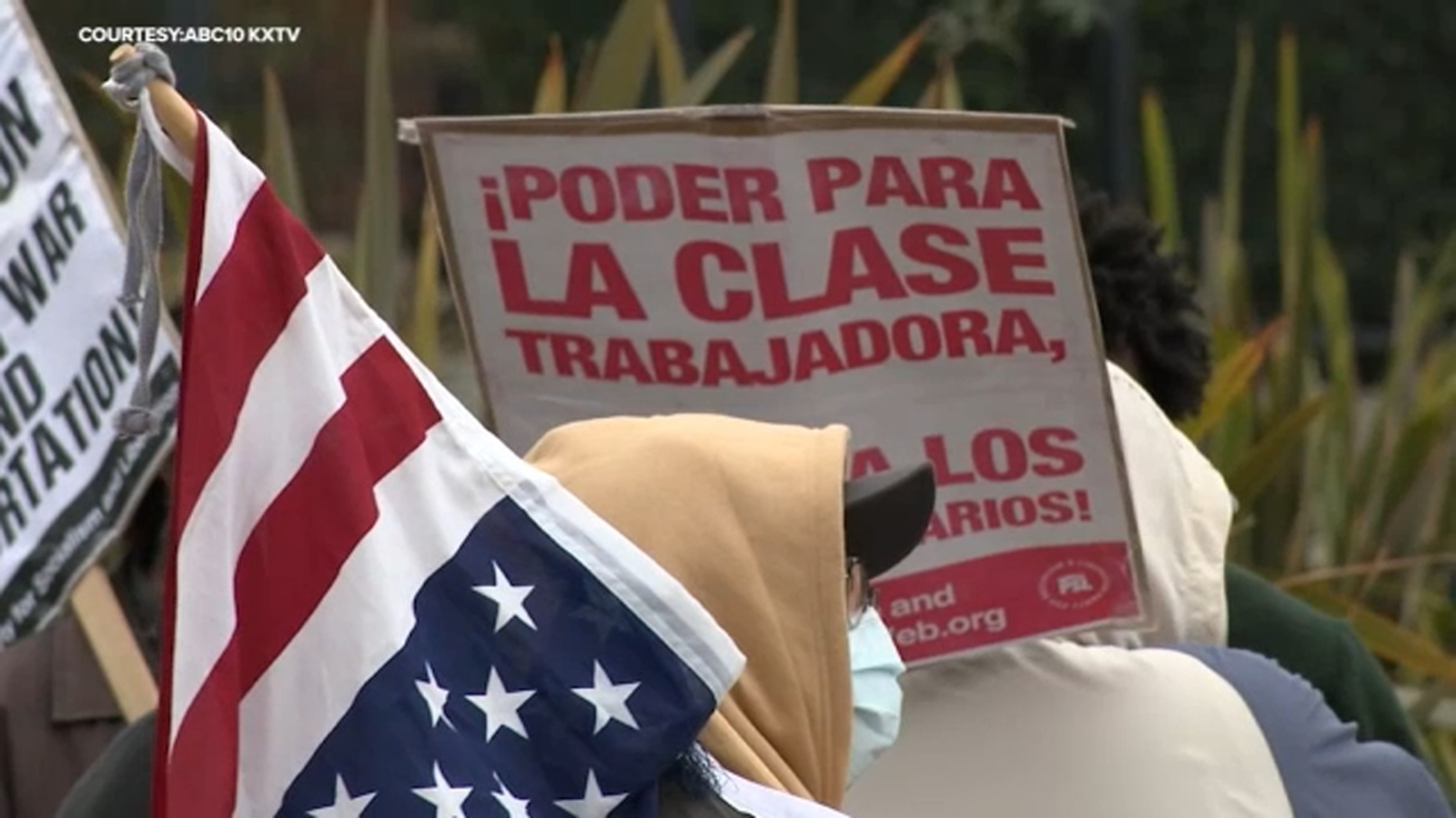 Demonstrators protest outside ICE offices in Fresno and Stockton